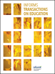 INFORMS Transactions on Education cover